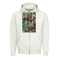 Oatmeal Heather Western Camo Moose Zipper Hoodie - LillyAllenDesigns