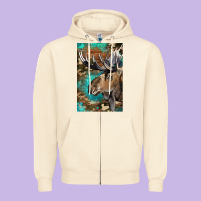 Western Camo Moose Zipper Hoodie Designed By Lillyallendesigns