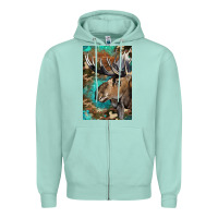 Seafoam Western Camo Moose Zipper Hoodie - LillyAllenDesigns