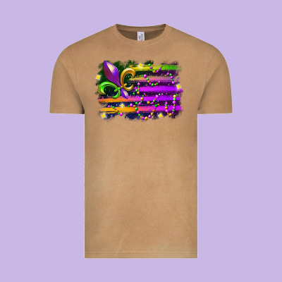 Mardi Gras Flag Vintage Tee Designed By Racoondesign