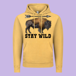 Stay Wild Bison Vintage Hoodie Designed By Ranaportraitstore