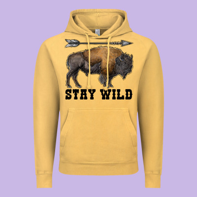 Stay Wild Bison Vintage Hoodie Designed By Ranaportraitstore