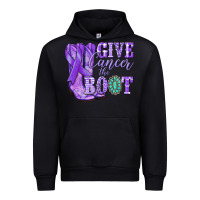 Black Give Cancer the boot purple ribbon Urban Hoodie - NancyCooperArtShop