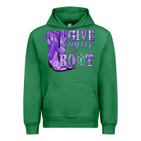 Emerald Give Cancer the boot purple ribbon Urban Hoodie - NancyCooperArtShop