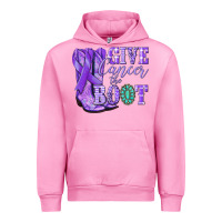 Fuchsia Pink Give Cancer the boot purple ribbon Urban Hoodie - NancyCooperArtShop