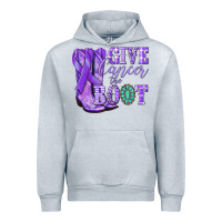 Heather Grey Give Cancer the boot purple ribbon Urban Hoodie - NancyCooperArtShop