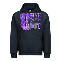 Navy Give Cancer the boot purple ribbon Urban Hoodie - NancyCooperArtShop