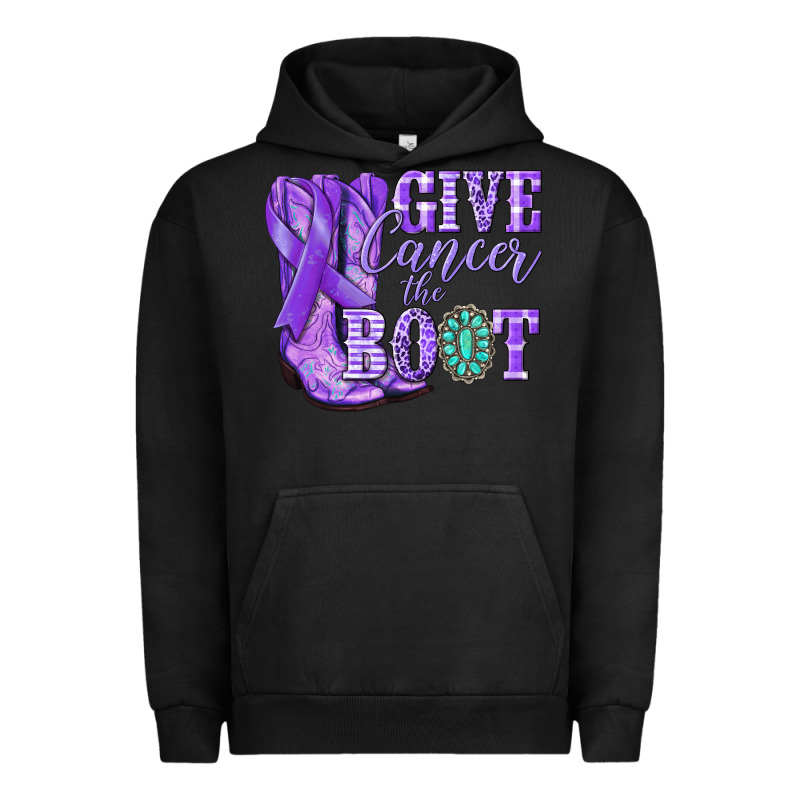 Give Cancer The Boot Purple Ribbon Urban Hoodie by NancyCooperArtShop | Teevron