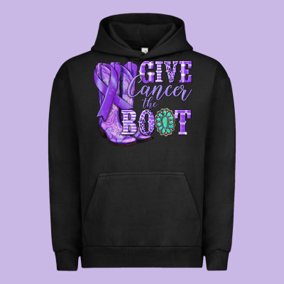Give Cancer The Boot Purple Ribbon Urban Hoodie Designed By Nancycooperartshop