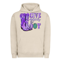 Pigment French Oak Give Cancer the boot purple ribbon Urban Hoodie - NancyCooperArtShop