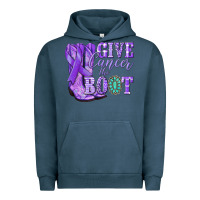 Pigment Midnight Navy Give Cancer the boot purple ribbon Urban Hoodie - NancyCooperArtShop