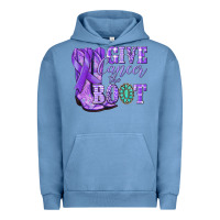 Pigment Pebble Blue Give Cancer the boot purple ribbon Urban Hoodie - NancyCooperArtShop