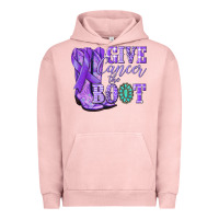 Pigment Salmon Give Cancer the boot purple ribbon Urban Hoodie - NancyCooperArtShop