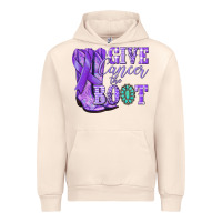 Sandshell Give Cancer the boot purple ribbon Urban Hoodie - NancyCooperArtShop