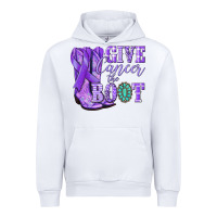 White Give Cancer the boot purple ribbon Urban Hoodie - NancyCooperArtShop