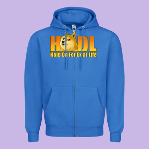 Hodl Hold On For Dear Life Dogecoin Zipper Hoodie Designed By Jasminsmagicworld