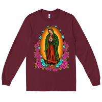 Burgundy our lady of guadalupe Long Sleeve Tee - JahusDesignShop