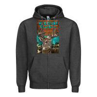 Charcoal Heather Western Buck Deer Garden Zipper Hoodie - LillyAllenDesigns