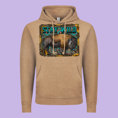 Stay Wild Aztec Bison Vintage Hoodie Designed By Ranaportraitstore