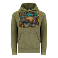 Vintage Olive stay wild aztec bison Vintage Hoodie - RanaPortraitStore