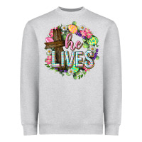 He Lives Easter With Flowers Heavyweight Sweatshirt | Teevron