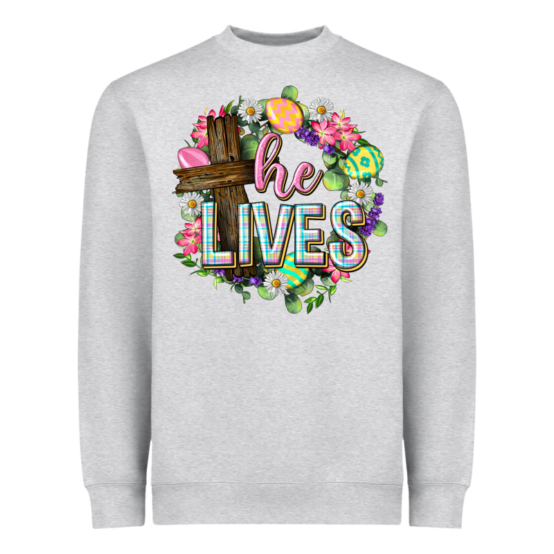 He Lives Easter With Flowers Heavyweight Sweatshirt by Neo Western | Teevron