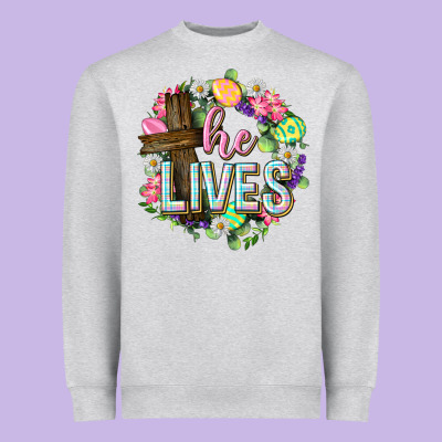 He Lives Easter With Flowers Heavyweight Sweatshirt Designed By Neo Western