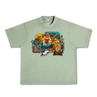 Oil Green western Truck with gnomes Urban Heavy Tee - HRA Design Shop