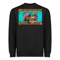 Black hippie van floral skinny metal can holder Heavyweight Sweatshirt - HRA Design Shop
