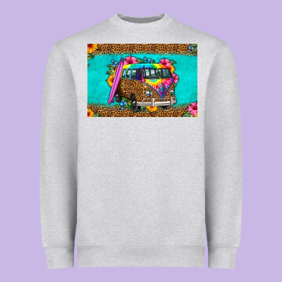 Hippie Van Floral Skinny Metal Can Holder Heavyweight Sweatshirt Designed By Hra Design Shop