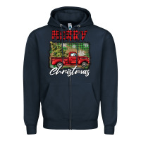 Navy merry christmas truck Zipper Hoodie - BarkalooDesign