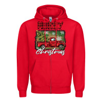Red merry christmas truck Zipper Hoodie - BarkalooDesign