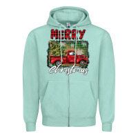 Seafoam merry christmas truck Zipper Hoodie - BarkalooDesign