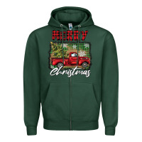Sports Green merry christmas truck Zipper Hoodie - BarkalooDesign