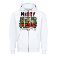 White merry christmas truck Zipper Hoodie - BarkalooDesign