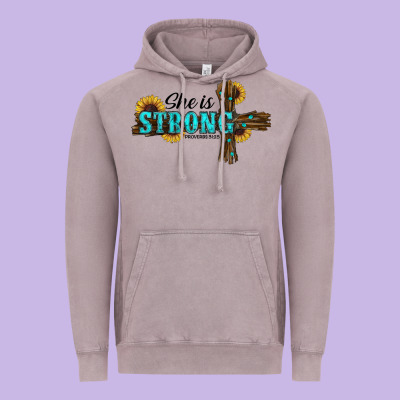 She İs Strong Western Cross Vintage Hoodie Designed By Ranaportraitstore