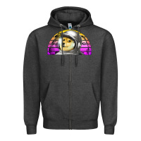 Charcoal Heather dogecoin to the mars Zipper Hoodie - Jasminsmagicworld