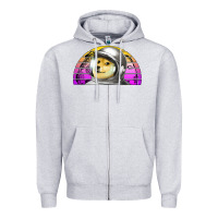 Heather Grey dogecoin to the mars Zipper Hoodie - Jasminsmagicworld