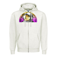Oatmeal Heather dogecoin to the mars Zipper Hoodie - Jasminsmagicworld