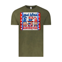 Vintage Olive god bless America gnomes Vintage Tee - HRA Design Shop