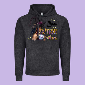 Black Witch Vibes Vintage Hoodie Designed By Texasbilliewilder