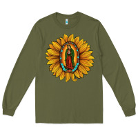 Army Green our lady of guadalupe sunflower Long Sleeve Tee - JahusDesignShop