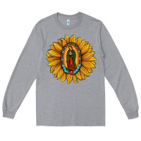 Heather Grey our lady of guadalupe sunflower Long Sleeve Tee - JahusDesignShop
