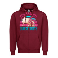 Burgundy you axolotl questions 80's retro sunset Zipper Hoodie - Jasminsmagicworld
