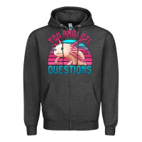 Charcoal Heather you axolotl questions 80's retro sunset Zipper Hoodie - Jasminsmagicworld