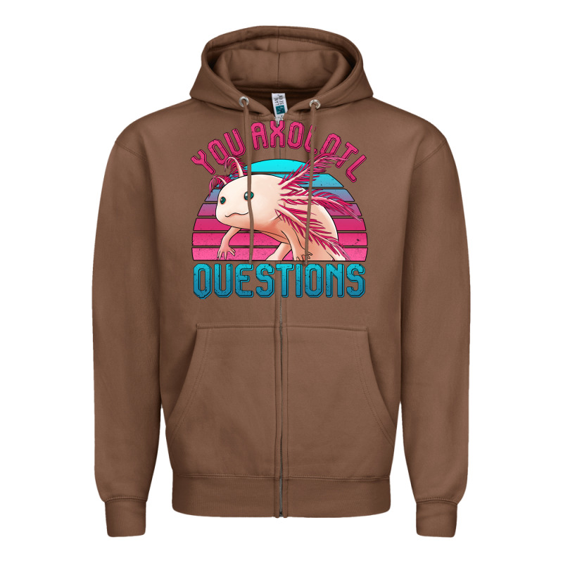 You Axolotl Questions 80's Retro Sunset Zipper Hoodie by Jasminsmagicworld | Teevron
