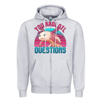 Heather Grey you axolotl questions 80's retro sunset Zipper Hoodie - Jasminsmagicworld