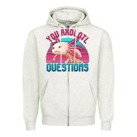 Oatmeal Heather you axolotl questions 80's retro sunset Zipper Hoodie - Jasminsmagicworld