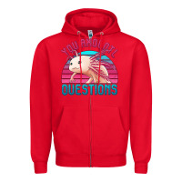 Red you axolotl questions 80's retro sunset Zipper Hoodie - Jasminsmagicworld