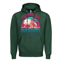 Sports Green you axolotl questions 80's retro sunset Zipper Hoodie - Jasminsmagicworld